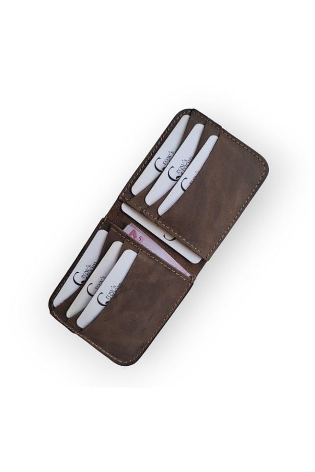 Handmade Hakiki deri(Crazy) klasik cüzdan (kahverengi)