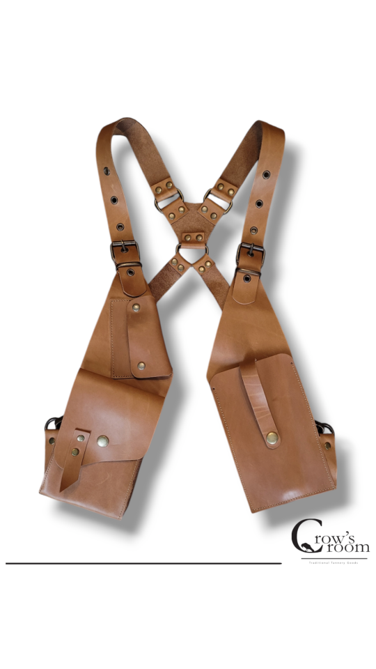 Handmade Hakiki Deri Giyilebilir Vücut Çanta Holster (Taba)