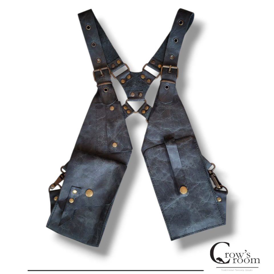 Handmade Deri Giyilebilir Vücut Çanta (Holster) antrasit