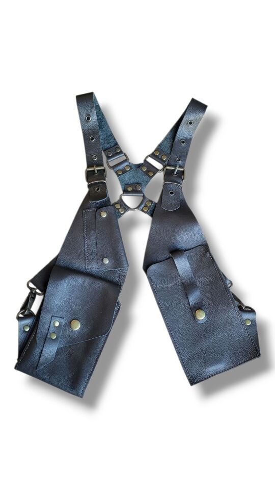 Handmade Deri Giyilebilir Vücut Çanta (Holster) koyukahve