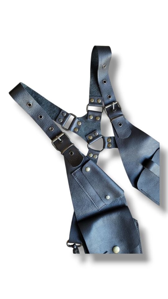 Handmade Deri Giyilebilir Vücut Çanta (Holster) koyukahve