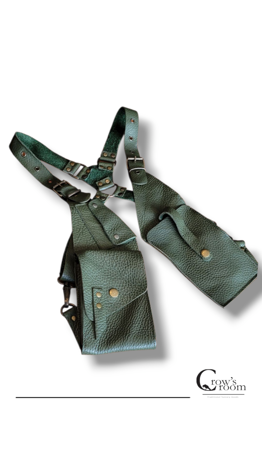 Handmade Deri Giyilebilir Holster Vücut Çanta (Yeşil)