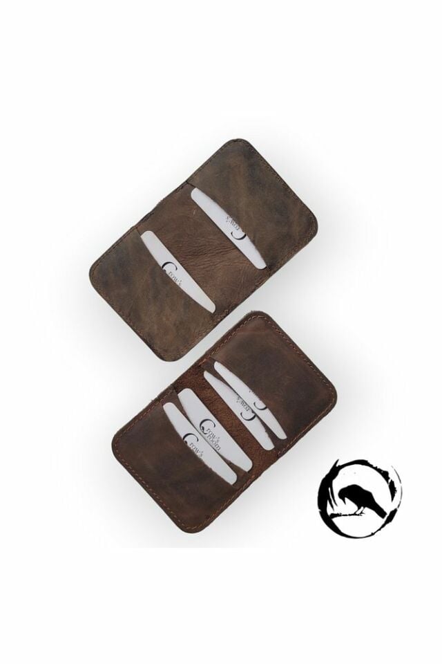 Handmade Hakiki (Crazy) Deri Altı Gözlü Kartlık (kahverengi crazy)