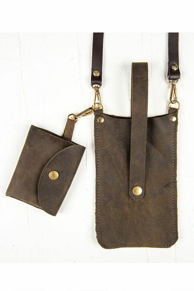 Handmade Deri Telefon Çantası