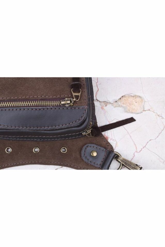 Handmade Fonksiyonel Deri Bel Ve Bacak Çantası -Küçük Model Koyukahve&kahve