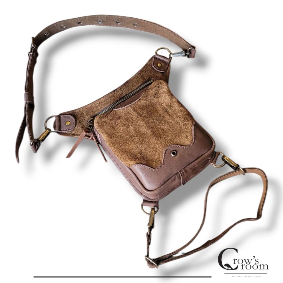 Handmade Fonksiyonel Deri Bel Ve Bacak Çantası (BÜYÜK MODEL KAHVE & AÇIK KAHVE)