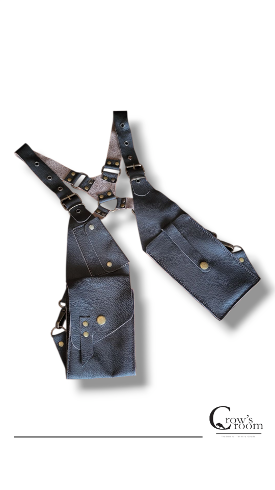 El Yapımı Hakiki Deri Holster Vücut Çanta Koyukahve